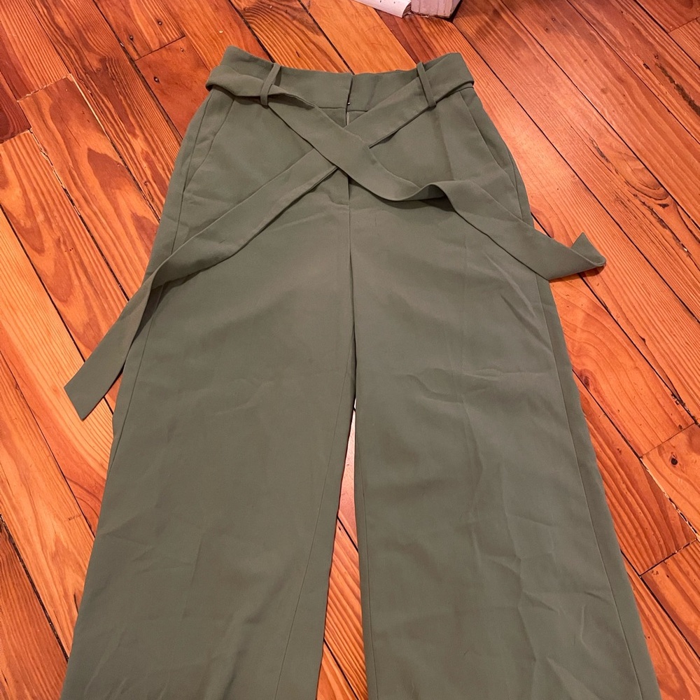 Rachel Parcell Wide Legged Green Pants with Tie